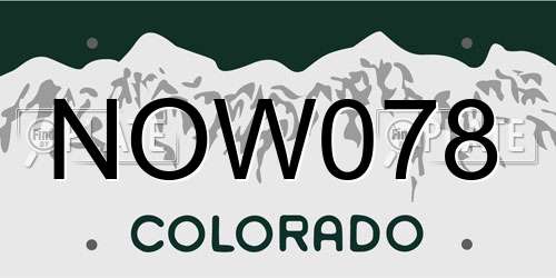 NOW078 Colorado License Plate
