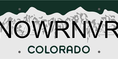 NOWRNVR Colorado License Plate