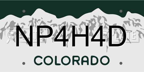 NP4H4D Colorado License Plate