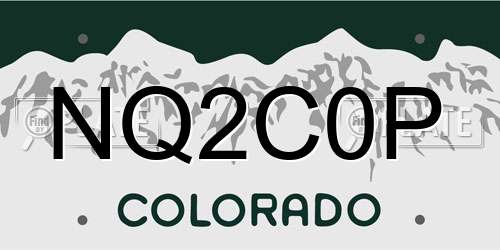 NQ2C0P Colorado License Plate