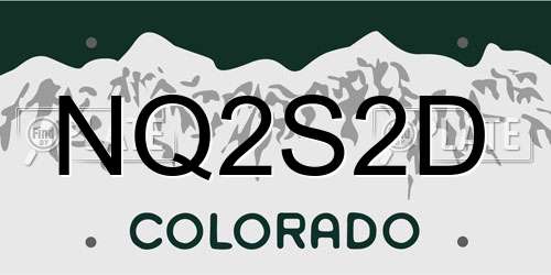NQ2S2D Colorado License Plate