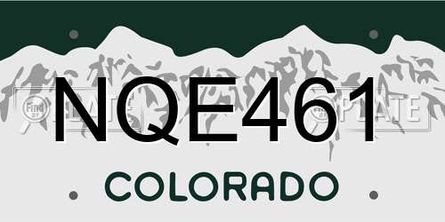 NQE461 Colorado License Plate