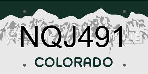 NQJ491 Colorado License Plate