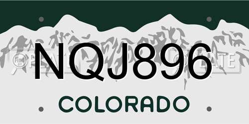 NQJ896 Colorado License Plate