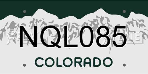 NQL085 Colorado License Plate