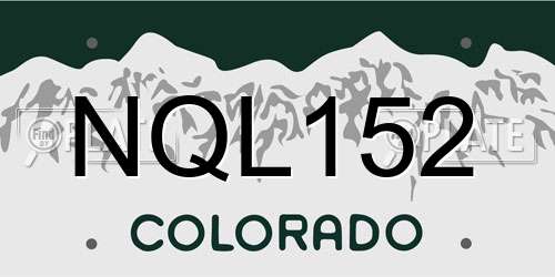 NQL152 Colorado License Plate