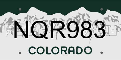 NQR983 Colorado License Plate