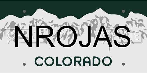 NROJAS Colorado License Plate