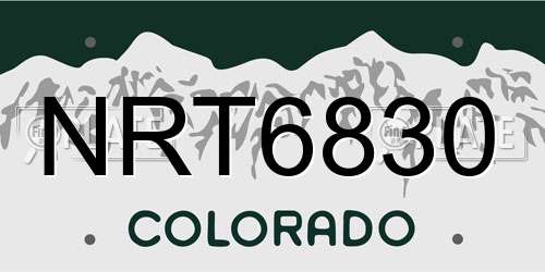 NRT6830 Colorado License Plate