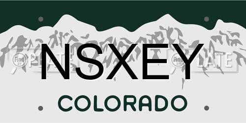 NSXEY Colorado License Plate