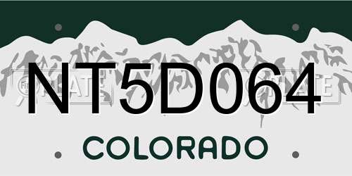 NT5D064 Colorado License Plate