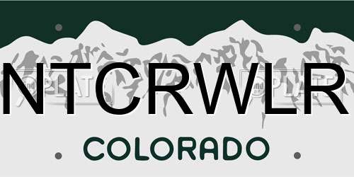 NTCRWLR Colorado License Plate
