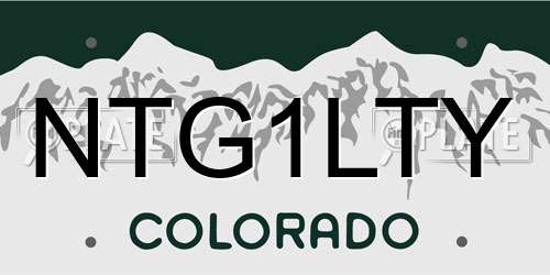 NTG1LTY Colorado License Plate