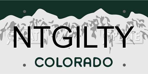 NTGILTY Colorado License Plate
