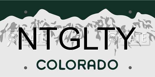 NTGLTY Colorado License Plate