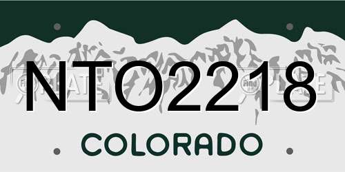 NTO2218 Colorado License Plate