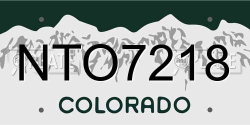 NTO7218 Colorado License Plate