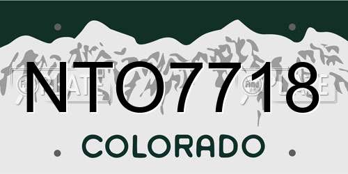 NTO7718 Colorado License Plate