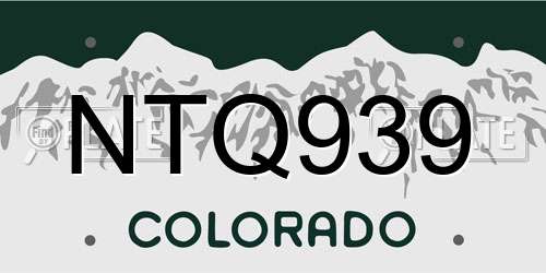 NTQ939 Colorado License Plate