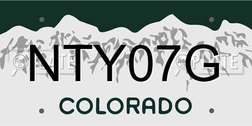 NTY07G Colorado License Plate