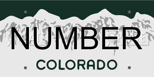 NUMBER Colorado License Plate