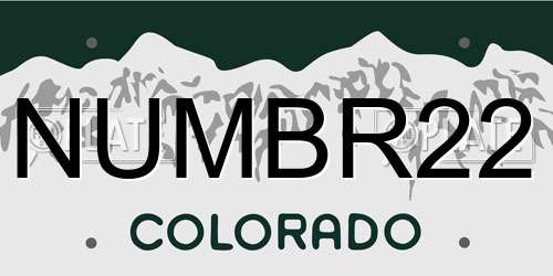 NUMBR22 Colorado License Plate
