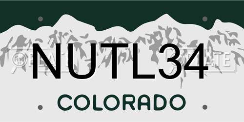 NUTL34 Colorado License Plate
