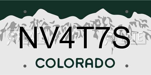 NV4T7S Colorado License Plate