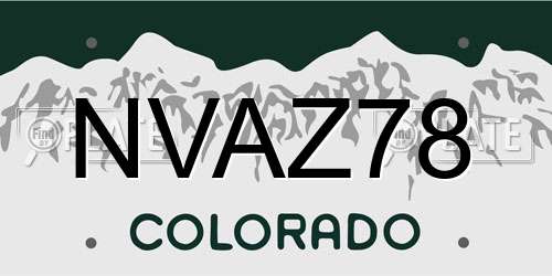 NVAZ78 Colorado License Plate