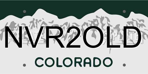 NVR2OLD Colorado License Plate