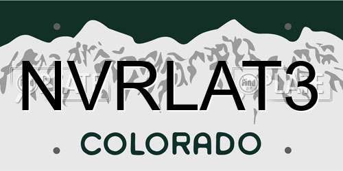 NVRLAT3 Colorado License Plate