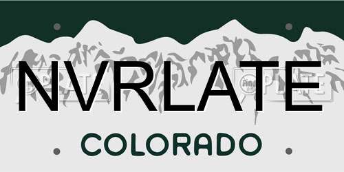 NVRLATE Colorado License Plate