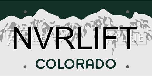 NVRLIFT Colorado License Plate