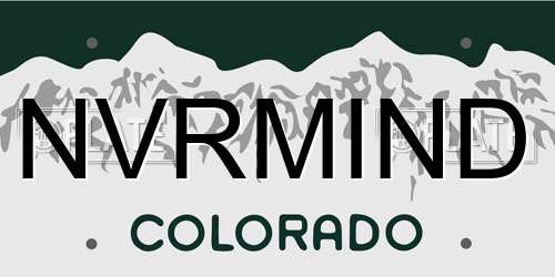 NVRMIND Colorado License Plate