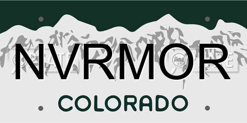 NVRMOR Colorado License Plate