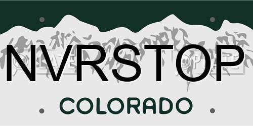 NVRSTOP Colorado License Plate