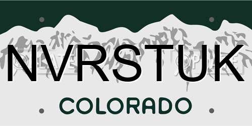 NVRSTUK Colorado License Plate