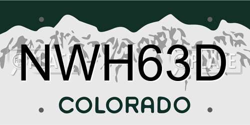 NWH63D Colorado License Plate