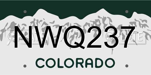 NWQ237 Colorado License Plate