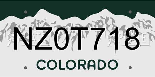 NZ0T718 Colorado License Plate