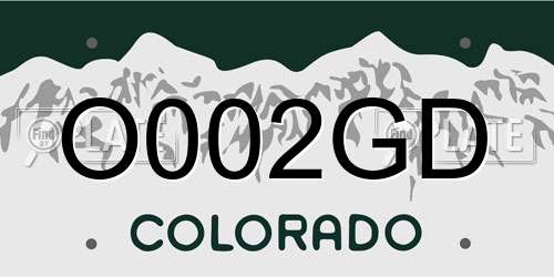 O002GD Colorado License Plate