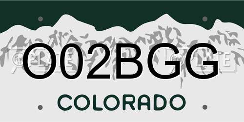 O02BGG Colorado License Plate