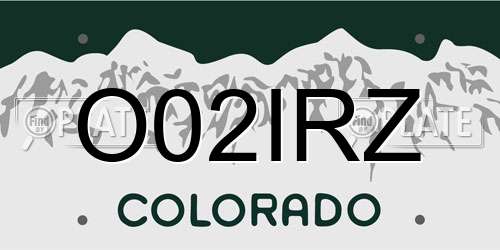 O02IRZ Colorado License Plate