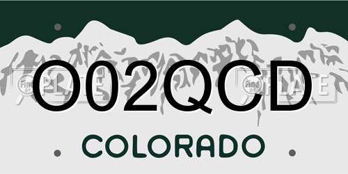 O02QCD Colorado License Plate