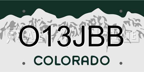 O13JBB Colorado License Plate