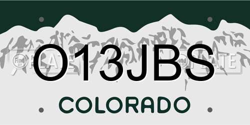 O13JBS Colorado License Plate