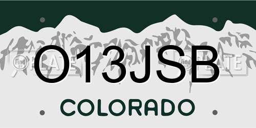 O13JSB Colorado License Plate