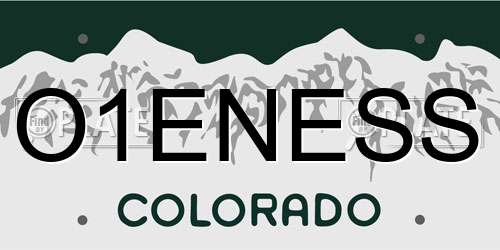 O1ENESS Colorado License Plate