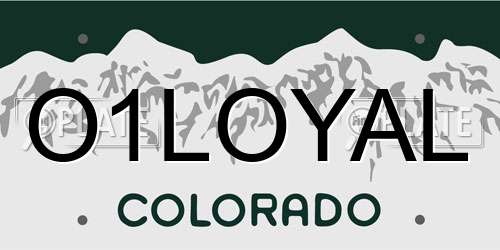 O1LOYAL Colorado License Plate