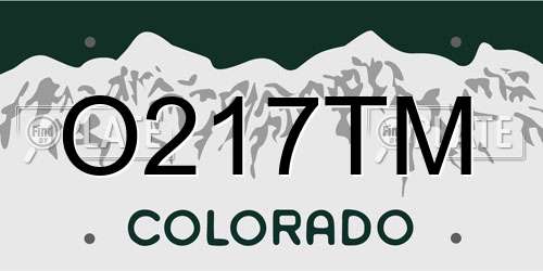 O217TM Colorado License Plate
